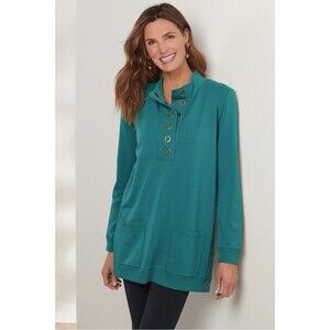Soft Surroundings Lakshmi Pullover Tunic Medium Blue Green